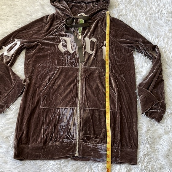 Essue Women’s Paris full zip  Hooded Toffee Velvet Jacket Brow /Cream Medium - Picture 7 of 13
